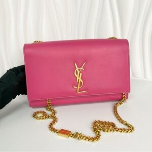 YSL Kate Chain Shoulder Bag Pink Calf Leather Women's SAINT LAURENT